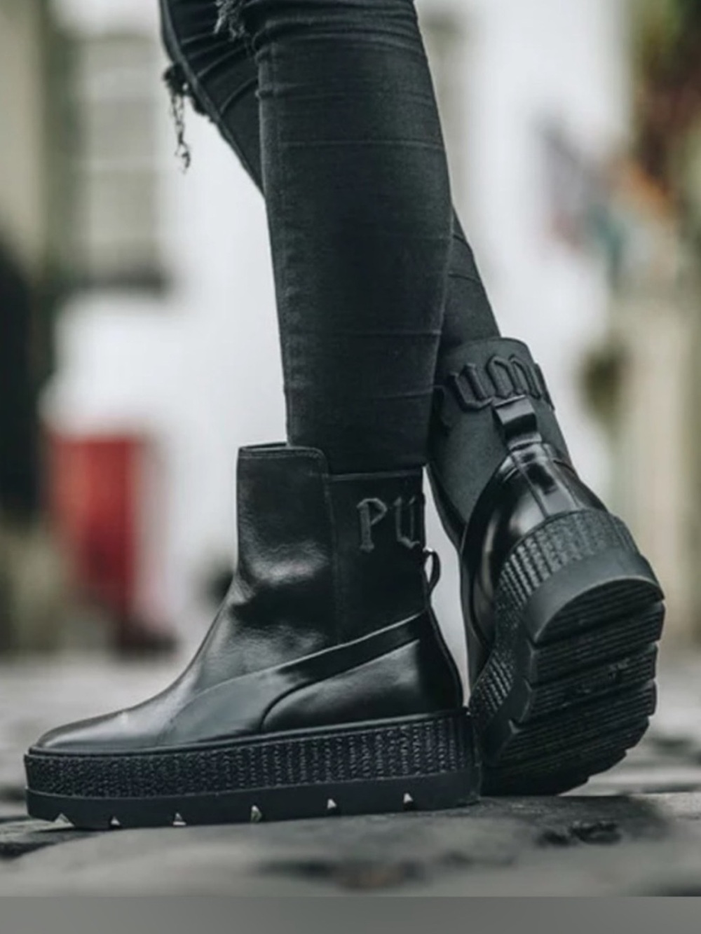 PUMA FENTY Women's Black Platform Chelsea Booties - Sleek Urban Style